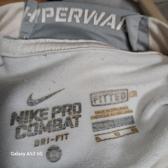 Nike Pro Combat Lt Gray Long Sleeve Dri-Fit Pullover Shirt Men's Size XL - Picture 9 of 9